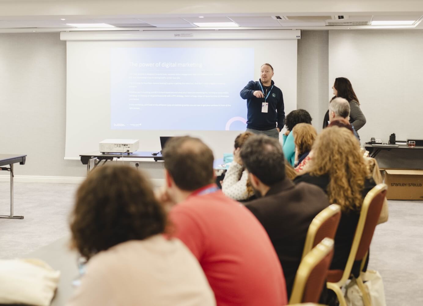 Bubble team delivering a workshop on franchise website design